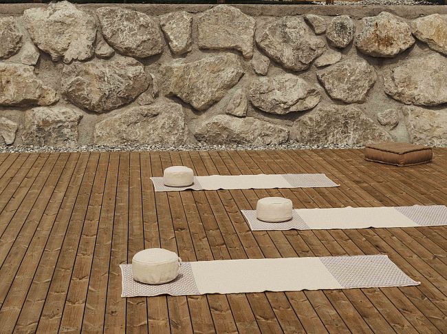 Outdoor yoga platform at the Wilder Kaiser